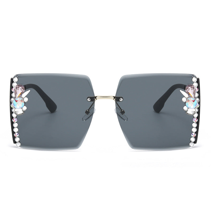 Wholesale Diamond-encrusted Large Frame PC UV-resistant Sunglasses